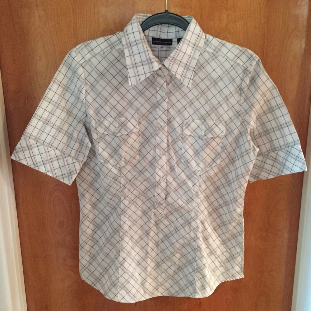 New York & Company Womens Top Stretch Shirt, Sz L
